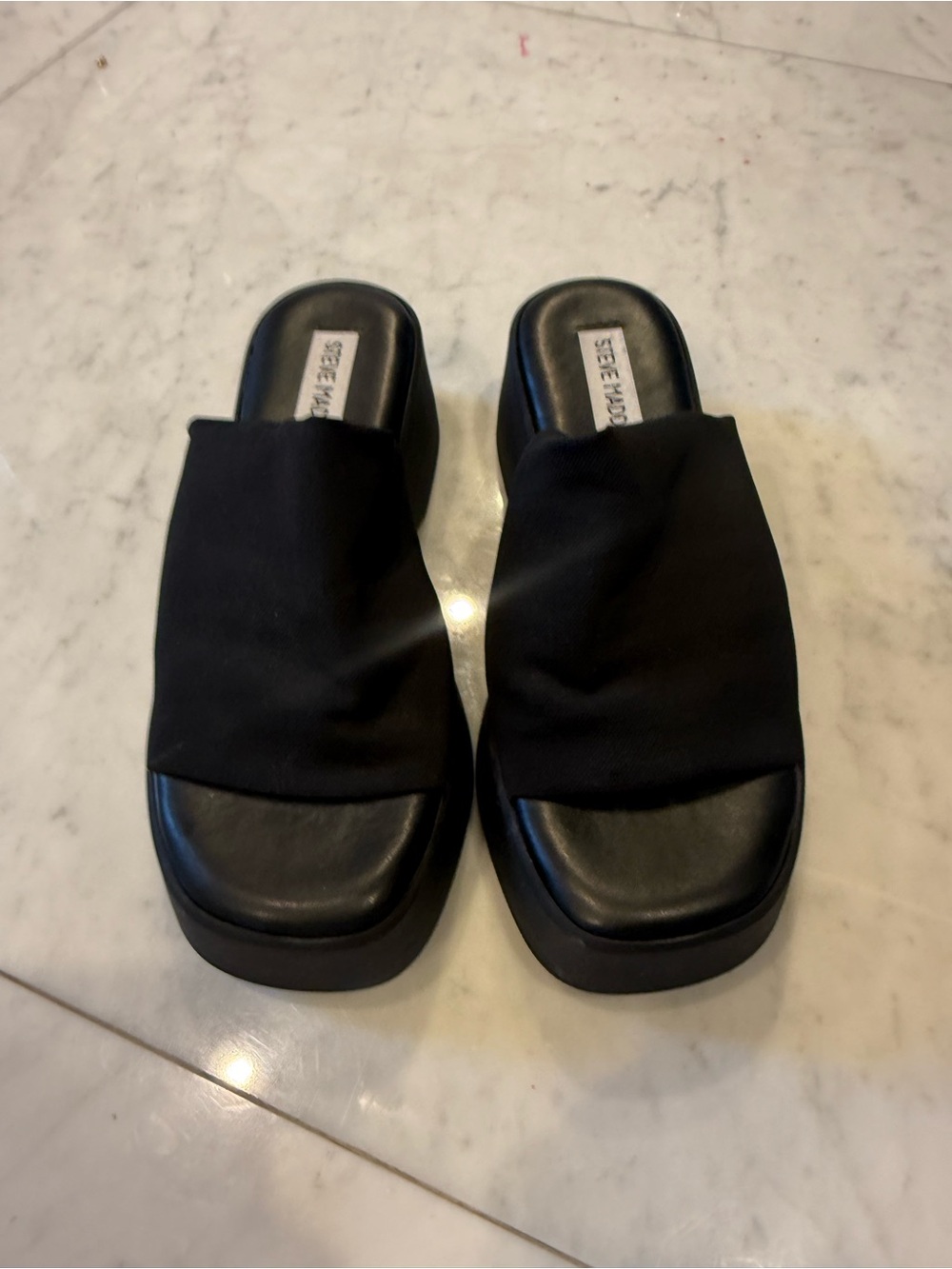 Steve Madden Black Platform Slide Sandals | Size [ 7.5 ] | Minimal Chic